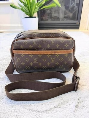 Authentic Louis Vuitton Monogram Reporter PM Crossbody Shoulder Bag Brown Canvas