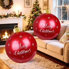 2PCS Inflatable Christmas Balls Ornament 32 Inch Giant PVC Christmas Decorated