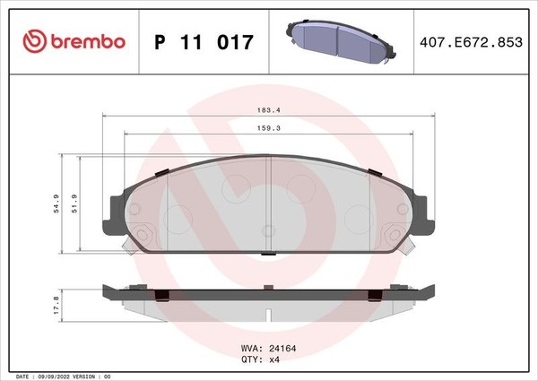 Brembo Bremsbelagsatz, Scheibenbremse P 11 017 FüR Lancia Dodge-image