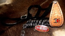 Horse  Noseband Tack Bronc Leather HALTER Tiedown Lead Rope  280277