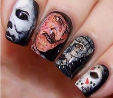 Halloween Press On Nails 24pcs Set Creepy Horror Eye Blood New Complete Kit