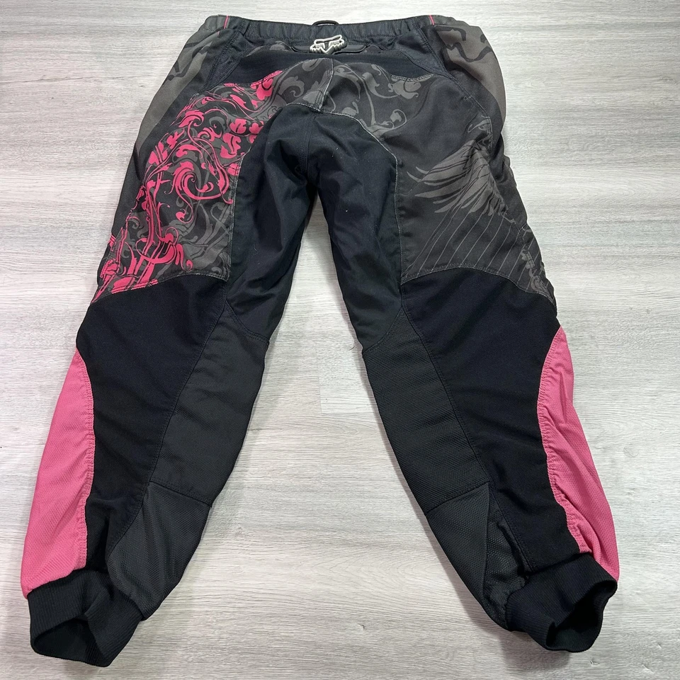 Pantalones Fox Racing Mujer 11/12 Negro Rosa 180 Motocross MX Offroad Rodillas Acolchadas Foto 2 de 4