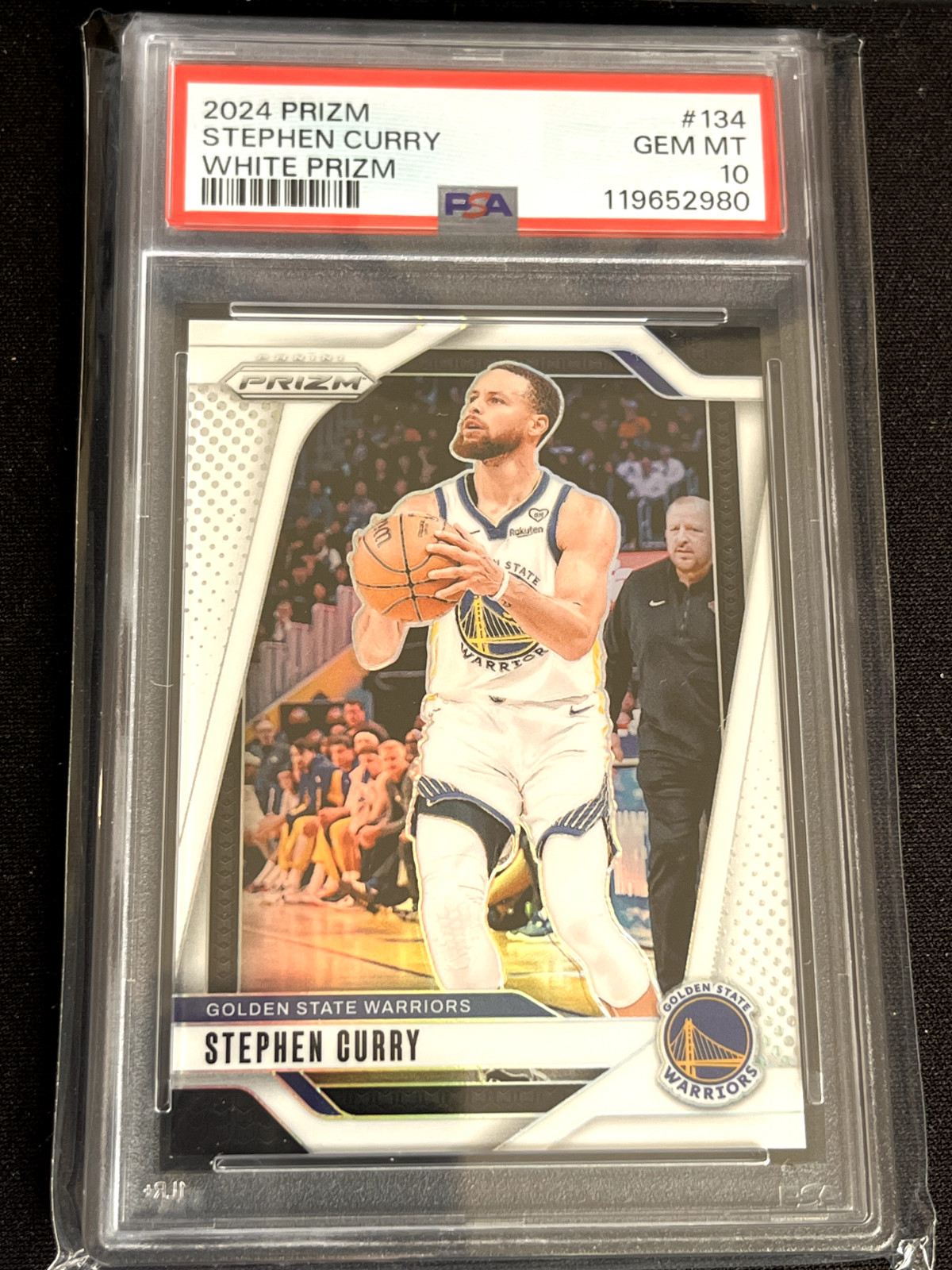 2024 PANINI PRIZM WHITE PRIZM #134 STEPHEN CURRY /175 PSA 10