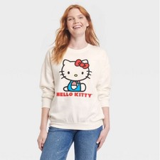 HELLO KITTY NWOT Women's Cozy Graphic Sweatshirt in White-Size Large