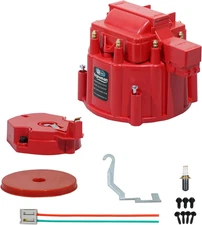 Red Male HEI Distributor Cap and Rotor Kit for SBC BBC 283 305 307 327 350 396 4