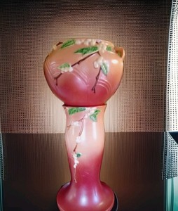 Vintage ROSEVILLE SNOWBERRY Pattern Pottery Jardinière/PEDESTAL # 1J-8/ 1P-8