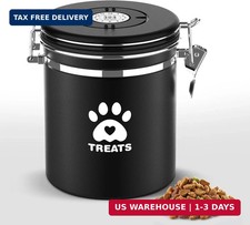 Airtight Dog Treat Canister, 304 Stainless Steel Food Storage Jar with Date Dial
