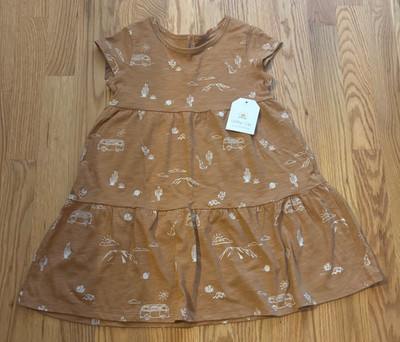 Little Co Lauren Conrad Girls 5T Dress Brown Cactus Desert Van Organic Cotton NW