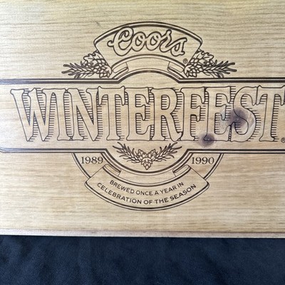 Vintage 1989 1990 Coors Winterfest Cedar Wood Beer Crate Box Rare