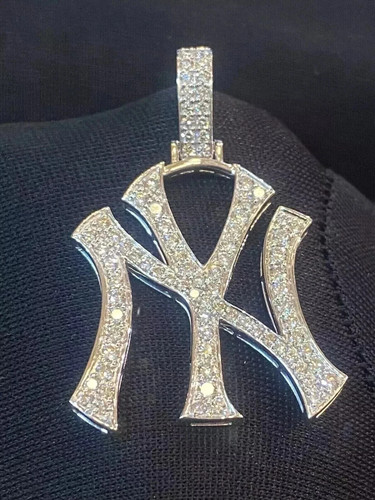 2Ct Round Cut Lab Created Diamond Men's NY Custom Pendant 14K White Gold Plated - Picture 2 of 4