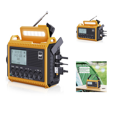 DAB Digital Radio mit 5000 mAh Akku Solar Dynamo Crank Radio mit LED
