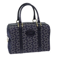 Borsa CELINE C Sulky Boston tela pelle oro navy originale yk14797