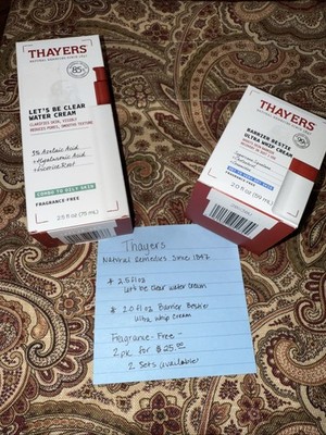 Thayers Lets be Clear water Cream, Barrier Bestie Ultra Whip Cream Fragrance Fre