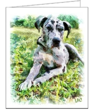 Great Danes 'Leonid' Fine Art Notecards - Set of 6 with Envelopes