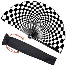 Large Rave Clack Fan for Line Dancing - Boots on The Ground Popping Checkered