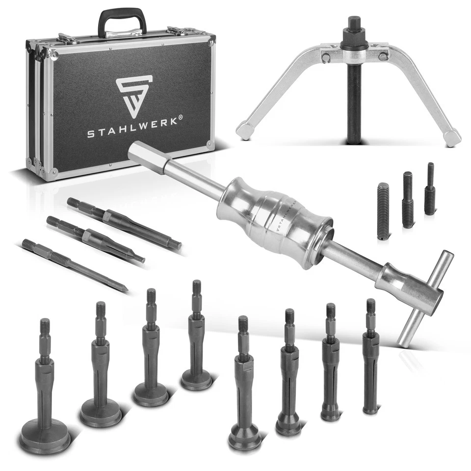 STAHLWERK Grundloch Innenlagerabzieher Satz mit Gleithammer 16-tlg Set