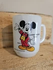 Vintage 1980 Mickey Mouse Today Milk Glass Anchor Hocking ⚓️ Mug