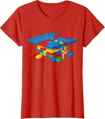 Brick Builder Blocks Graduating Graduate Happy Graduati Ladies' Crewneck T-Shirt