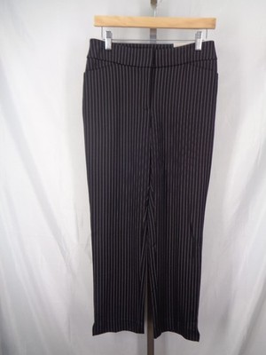 Chicos Black Seasonless Ponte Pinstripe Tapered Ankle Trouser Pants 00 (2) XS