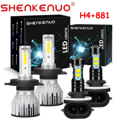H4 9003 881 LED Headlight + Fog Light Combo Bulbs Kit For Kia Spectra 2005-2009