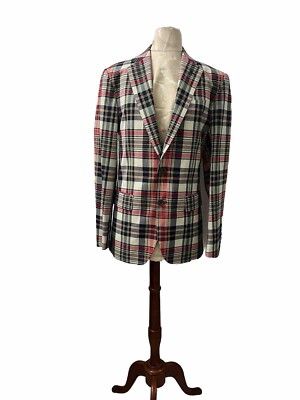 New J Crew Thompson Men Tartan Plaid Lightweight Slim Fit Blazer