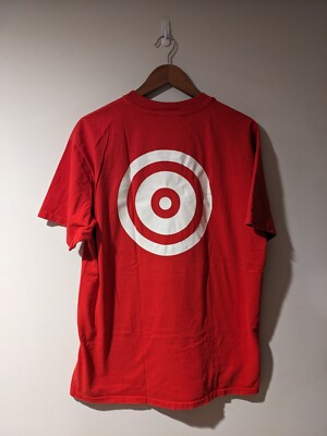 Vintage 90s Target Bullseye Worker Customer Service Red X-Large T-Shirt 
