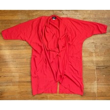 Vintage Oversize Draped Jacket Size M/L/XL 1980s Coral Pink Open Front Dolman