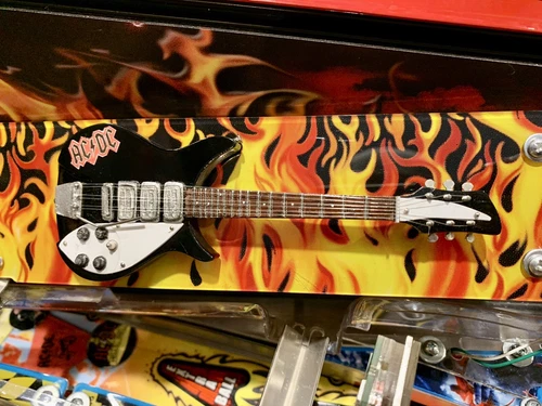 New CUSTOM ACDC AC/DC PINBALL Machine Large Black Guitar Playfield Mod
