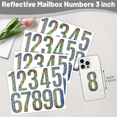 80 PCS Reflective Mailbox Numbers For Outside, 3 Inch Self Adhesive