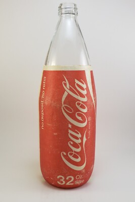 Rare Vintage 32 OZ. Coca-Cola Glass Bottle w/Red & White Styrofoam