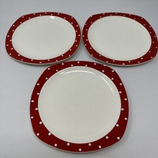 Vintage  Midwinter Red Domino Side Plates 7.5 Inch Set of 3 Spot pokadot