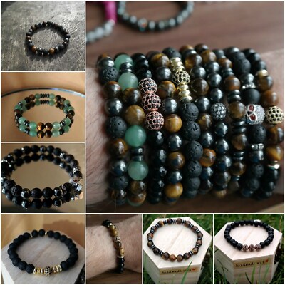 Handarbeit Edelstein 8mm Perlen Heilarmband + Geschenkbox Weihnachten Geburtstag Geschenk