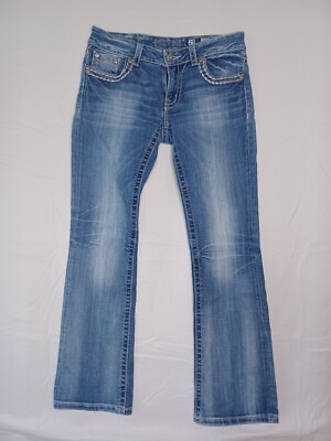 Miss Me Jeans Women Size 29 Bootcut Low Rise Blue Denim Flap Pocket  Distressed