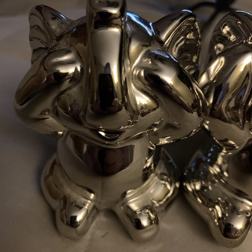 Juego de 3 sillas de estante de cerámica cromadas plateadas años 90 80 glamour Foto 2 de 4