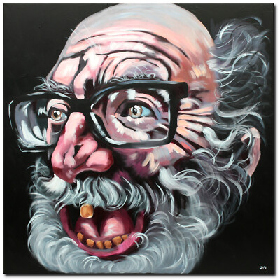 Modernes Acryl Bild Gemälde Mann Abstrakt Person Pink Opa Zahn Original NOVAARTE