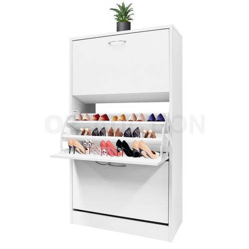Shoe Cabinet Shoes Storage Rack Organiser Wooden Shelf 3-Drawers Furniture White - Picture 8 of 12