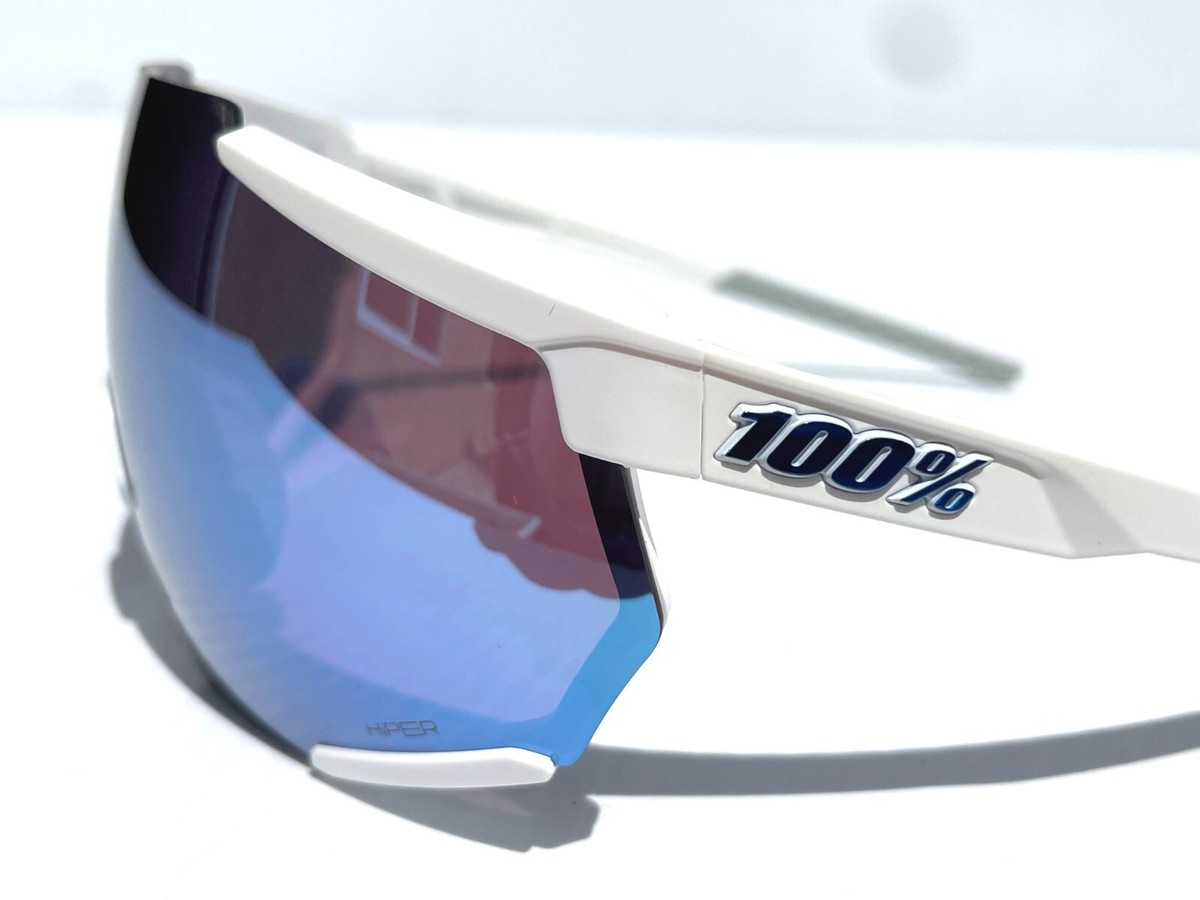NEW 100% Percent RACETRAP 3.0 Matte White HiPER Blue Mirror