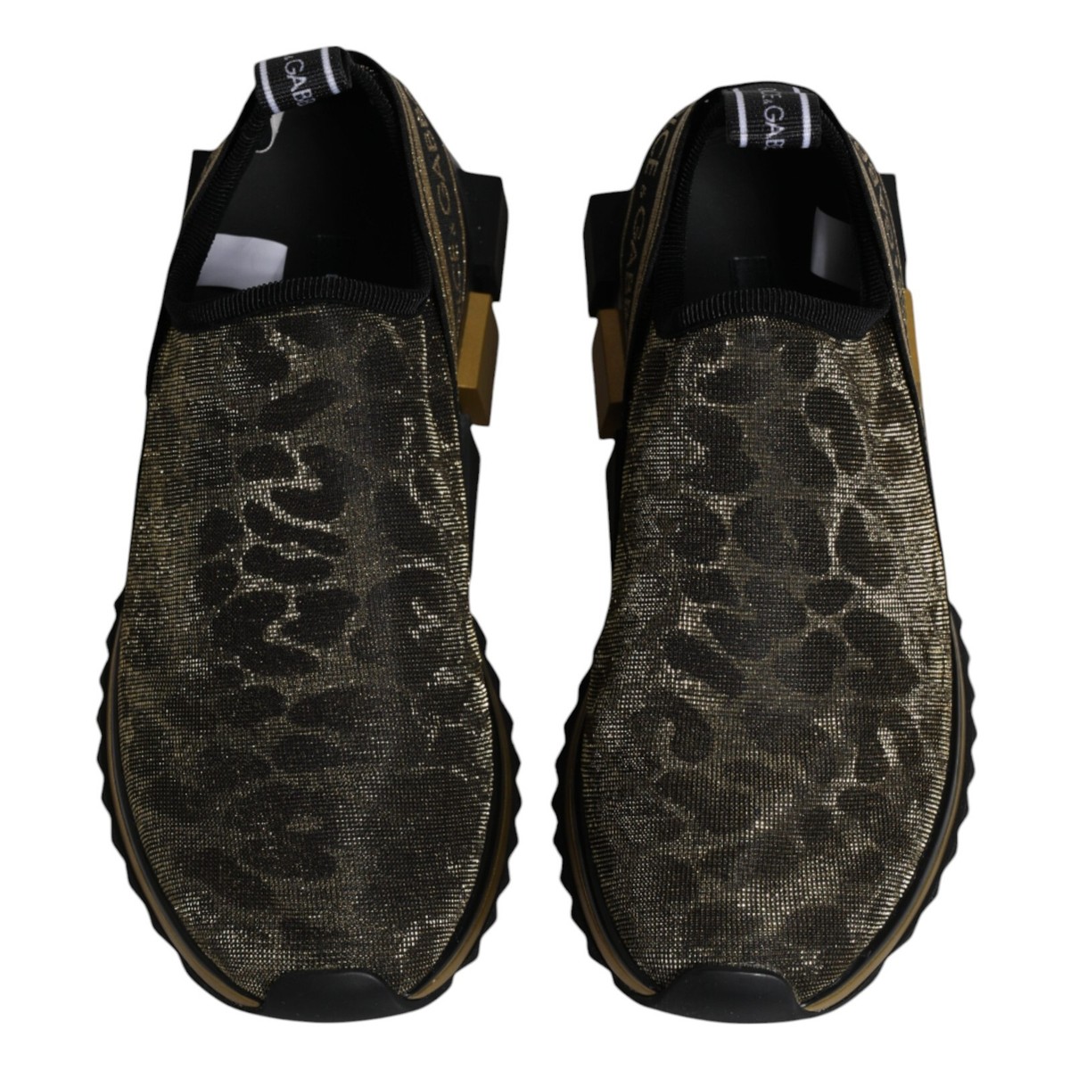 DOLCE & GABBANA Shoes Gold Glitter Leopard Sorrento Sneakers
