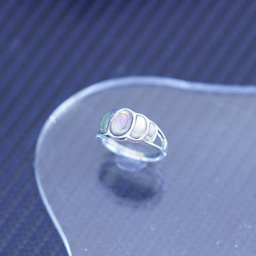 Gr. 6,25, Southwestern Sterling Silber 925 Handarbeit Bandring mit Abalone Inlay - Bild 4 von 7