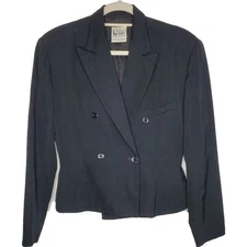 VINTAGE Angelo Tarlazzi Black Wool Cropped Dinner Jacket Size 38
