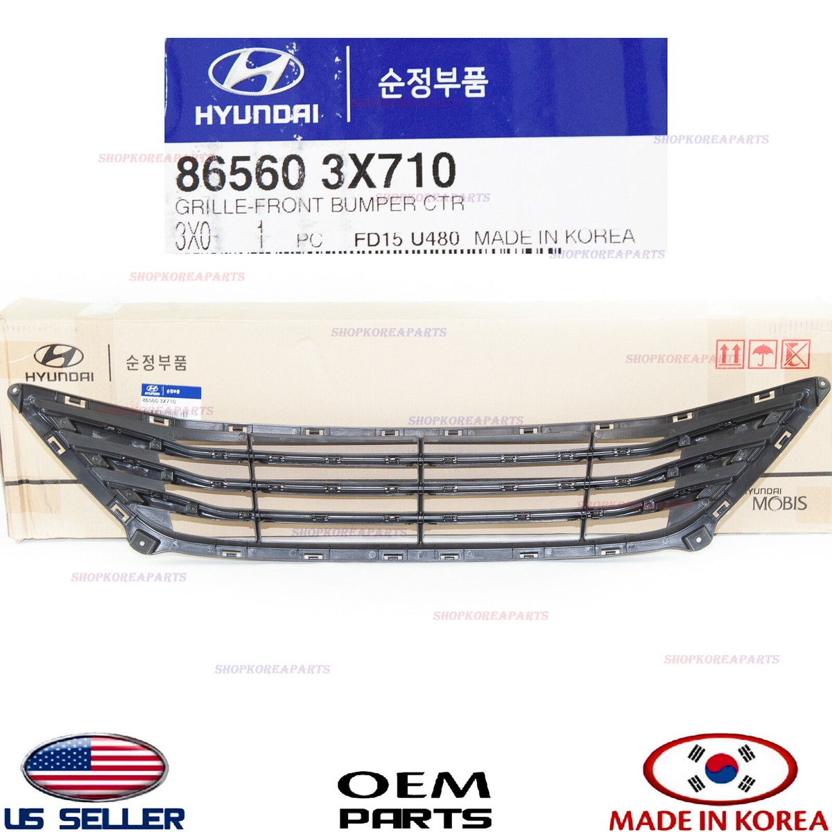 07！ Bumper Cover Grille Fits Hyundai 865603X710 for sale online | eBay