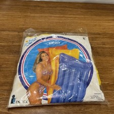 Vtg 80s 90s Intex The Wet Set Inflatable Pool Air Mat Float 72 x 27" Yellow