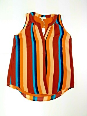 Sandy & Sid New York Womens XL Sleeveless Blouse Striped Color Lined