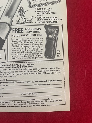 Vintage 1978 G-96 Sportsman’s Knife Print Ad - Ad Only- By Crown Castle - Picture 2 of 7