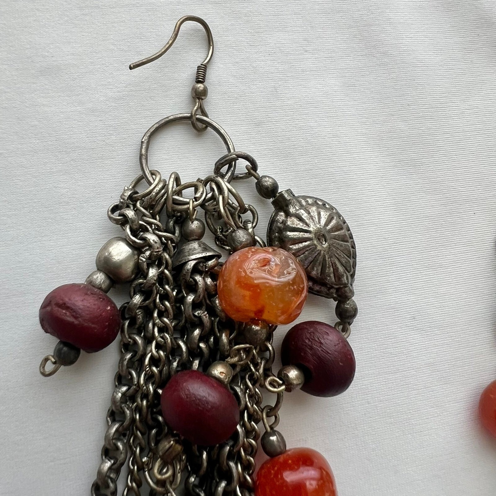 Gemstone Tumble Statement Mixed Long Dangle Fring… - image 4