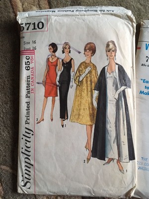 Vtg Dress Pattern Sewing Mid Century Evening Formal Gown 50s Mad Men Sz 16  Retro | eBay