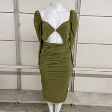 MAJORELLE Darla Midi Dress Women's Size L Olive Green