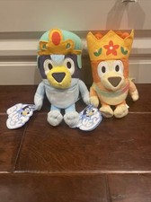 NEW Disney JR PRINCESS BLUEY QUEEN BINGO Plush CROWN CAPE Heeler Bluey  Friends
