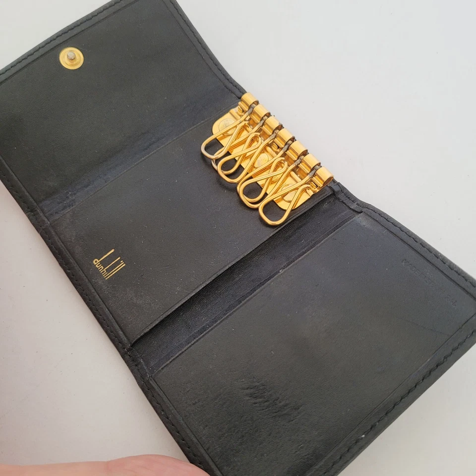 Dunhill Estuche para Llaves Ganchos Porta Billetera Logo Negro Triple Diseñador Moneda Retro Foto 3 de 4