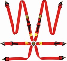 Omp 6-point Fia First 2 Belts Harness Rally Racing Redblack